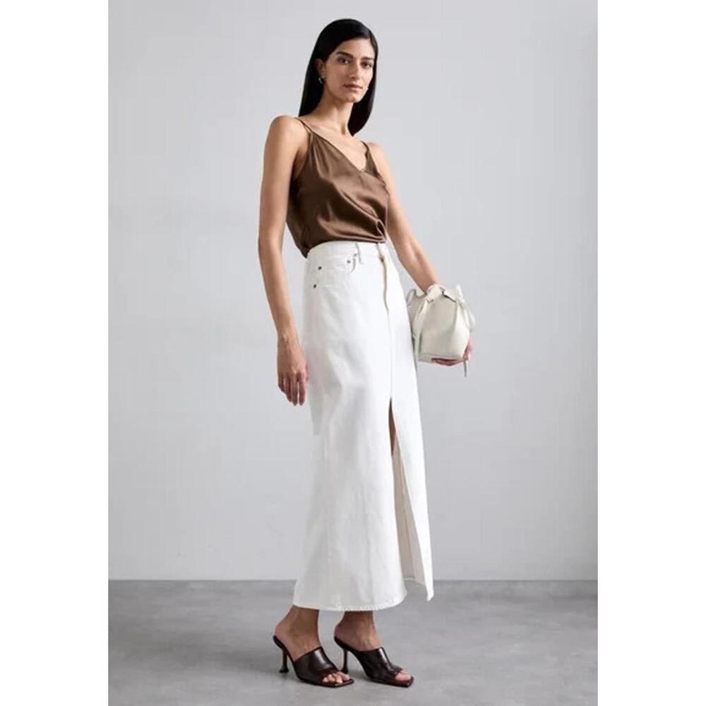 Agolde White High-Slit Maxi Skirt